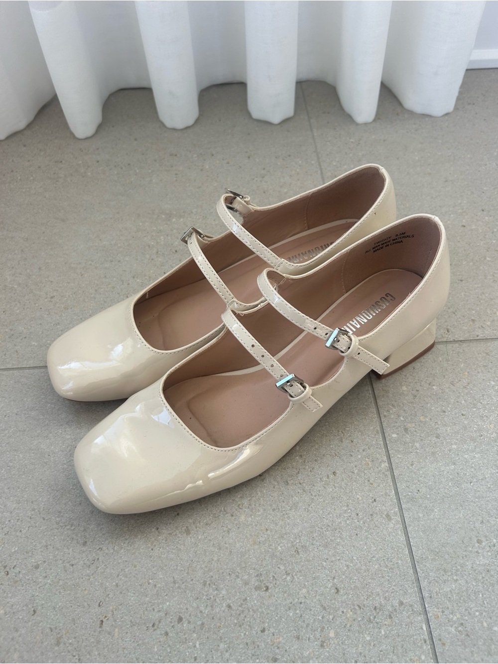 Beautiful Cream Patent Double-Strap Block Heel Mary Janes❤️8.5 - Picture 9 of 10